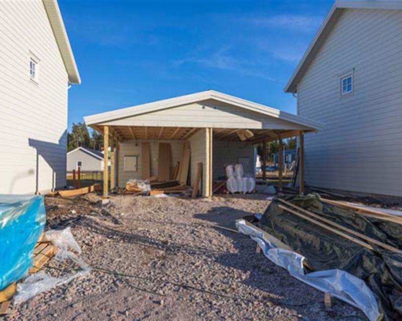 Custom garage construction in progress in Central Arkansas
