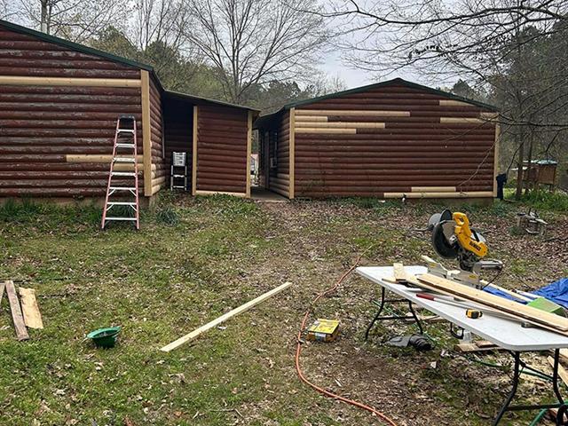 Log house repair and restoration project in Central Arkansas