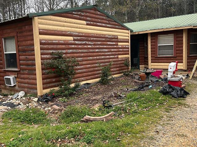 Log house interior update and structural repair in Central Arkansas